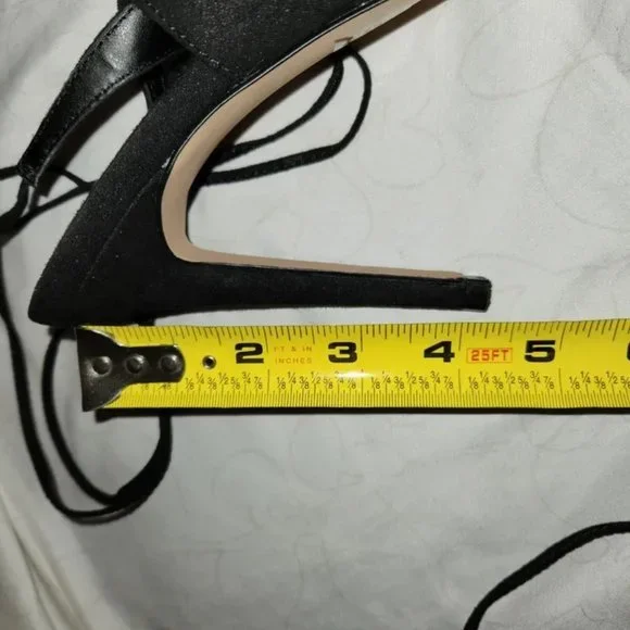 Express Black Suede Lace-Up Ankle Tie Stiletto Heels Pumps Size 8 - Picture 5 of 7